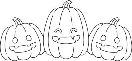Halloween Happy Pumpkin Illustration Outline vector