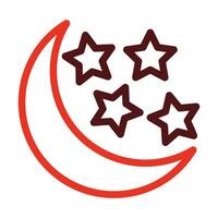 Luna y estrellas vector grueso línea dos color íconos para personal y comercial usar.