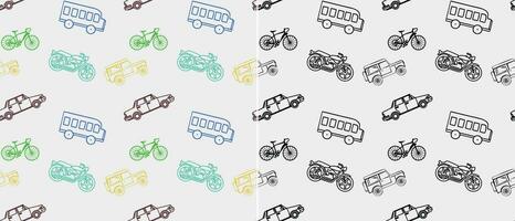 vehicle icon seamless pattern vector