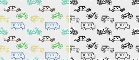 vehicle icon seamless pattern vector