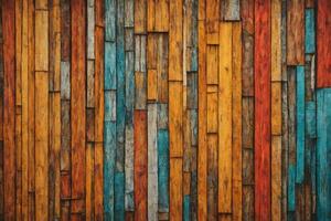Wood aged art architecture texture abstract block stack on the wall for background, Abstract colorful wood texture for backdrop.. AI generated photo