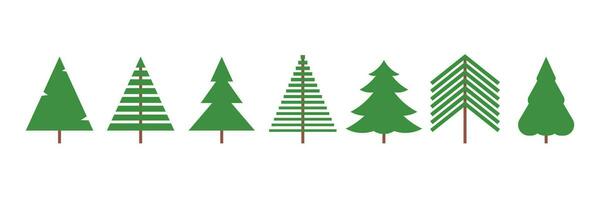 Set of simple Christmas trees. Simple vector shapes for design, patterns, backgrounds