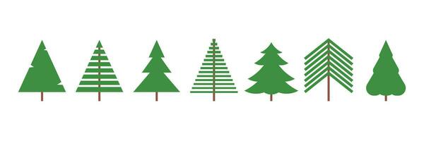 Set of simple Christmas trees. Simple vector shapes for design, patterns, backgrounds