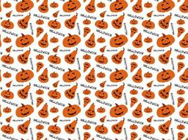 Pattern of Halloween pumpkins with text. Vector illustration of seamless pattern for Halloween