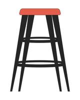 Bar stool 2D linear cartoon object. Comfortable cafe seating. Bar furniture isolated line vector element white background. Contemporary modern interior. Comfort zone decor color flat spot illustration