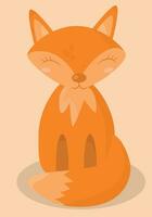 a cartoon fox sitting on a beige background vector