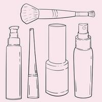 mano dibujado productos cosméticos productos colecciones de piel salud y belleza ilustraciones, spa salón y yo cuidado señales. aislado vector colocar.