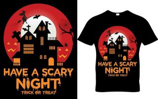 Vector Halloween scary pumpkin night t-shirt design