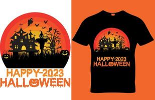 vector Víspera de Todos los Santos de miedo calabaza noche camiseta diseño