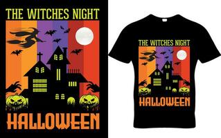Vector Halloween scary pumpkin night t-shirt design