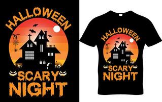 Vector Halloween scary pumpkin night t-shirt design