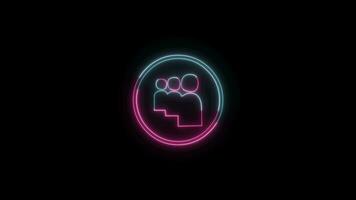 Social Media icon with neon effect on black background
