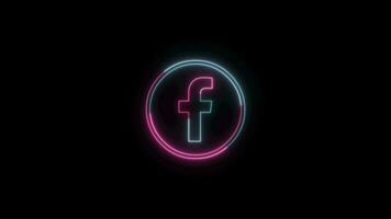 Social Media icon with neon effect on black background video