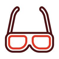 3d Glasses Vector Thick Line Two Color Icons For Personal And Commercial Use.