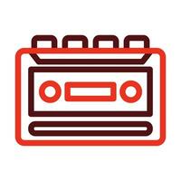 Cassette Recorder Vector Thick Line Two Color Icons For Personal And Commercial Use.