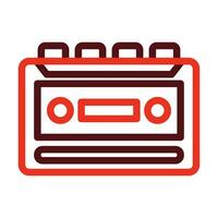 Cassette Recorder Vector Thick Line Two Color Icons For Personal And Commercial Use.