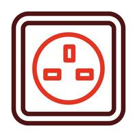 Wall Socket Vector Thick Line Two Color Icons For Personal And Commercial Use.