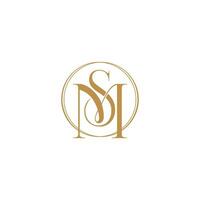 MS SM Letter Linked Luxury Premium Logo, Wedding Logo Design, Custom Wreath Wedding Monogram, Crest Initial Wedding Logo vector