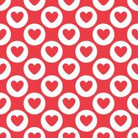 Love heart repeat pattern design vector background, a red heart shape inside a white circle on a red background