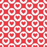 Love heart repeat pattern design vector background, a red heart shape inside a white circle on a red background