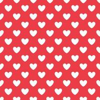Love heart repeat pattern design vector background, white heart shape on a red background