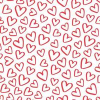 Love heart repeat pattern design vector background, heart shape with a red outline on a transparent background