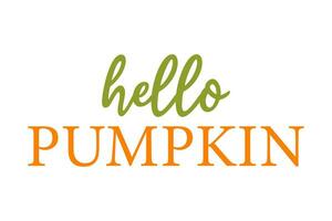 Autumn inscription hello pumpkin. Holiday lettering vector