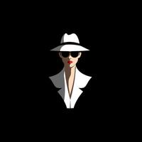 misterioso elegante mujer logo diseño vector