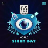 World Sight Day. Earth-shaped human eyes, eye drops, eye tests and glasses with a heart background, suitable for events and design elements vector