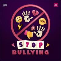 Stop Bullying. Poster elements to prevent hate and cyber bullying. online bullying. sexual or degrading comments. 3d vectors, perfect for stopping bullying vector