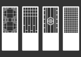 patrón de marco de adorno tradicional coreano. conjunto de puerta y ventana decoracion antigua art. silueta vector illustration.laser panel de corte.