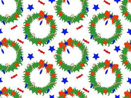 seamless festive Christmas pattern with Christmas wreaths vector