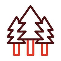 Pine Trees Vector Thick Line Two Color Icons For Personal And Commercial Use.