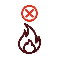 No Fire Vector Thick Line Two Color Icons For Personal And Commercial Use.