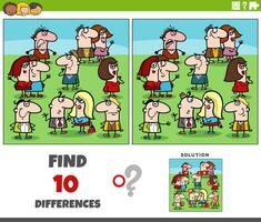 differences activity with funny cartoon people vector