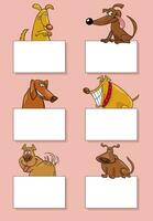 cartoon dogs and puppies with cards design set vector