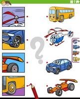 match vehicles and clippings educational activity vector