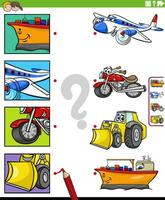 match vehicles and clippings educational game vector