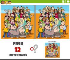 differences activity with funny cartoon people crowd vector