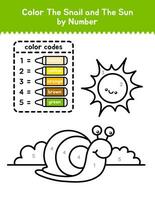 Cute Snail Color By Number Coloring Page For Children vector