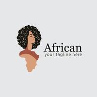 africano mujer logo diseño, mapa de África logo vector