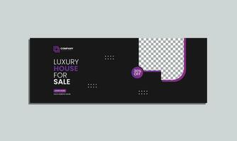 luxury house sale social media cover banner design. vector editable social media cover banner template