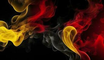 Black Yellow Red Abstract Background. Colorful Background with Smoke Effect. AI Generative photo