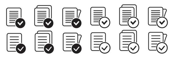 Compliance document icon in flat style. Approved process vector illustration on white isolated background. Checkmark business concept.