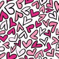 Seamless pattern with abstract pink hearts. Hand drawn ink print for fabric, textiles, wrapping paper vector