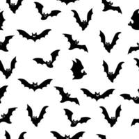 Halloween seamless pattern with silhouettes of flying bats. Elegant Spooky Holiday Texture Perfect for Gift Wrapping, Home Decor vector