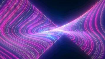 Abstract bright blue purple glowing flying waves from twisted lines energy magical background video