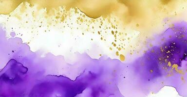 Golden Purple watercolor on paper. Abstract background Coral color. AI generative photo