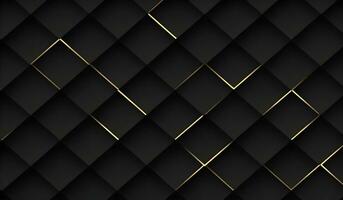 Luxury abstract black metal background with golden light lines. Dark 3d texture. AI Generative photo