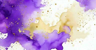 Golden Purple watercolor on paper. Abstract background Coral color. AI generative photo